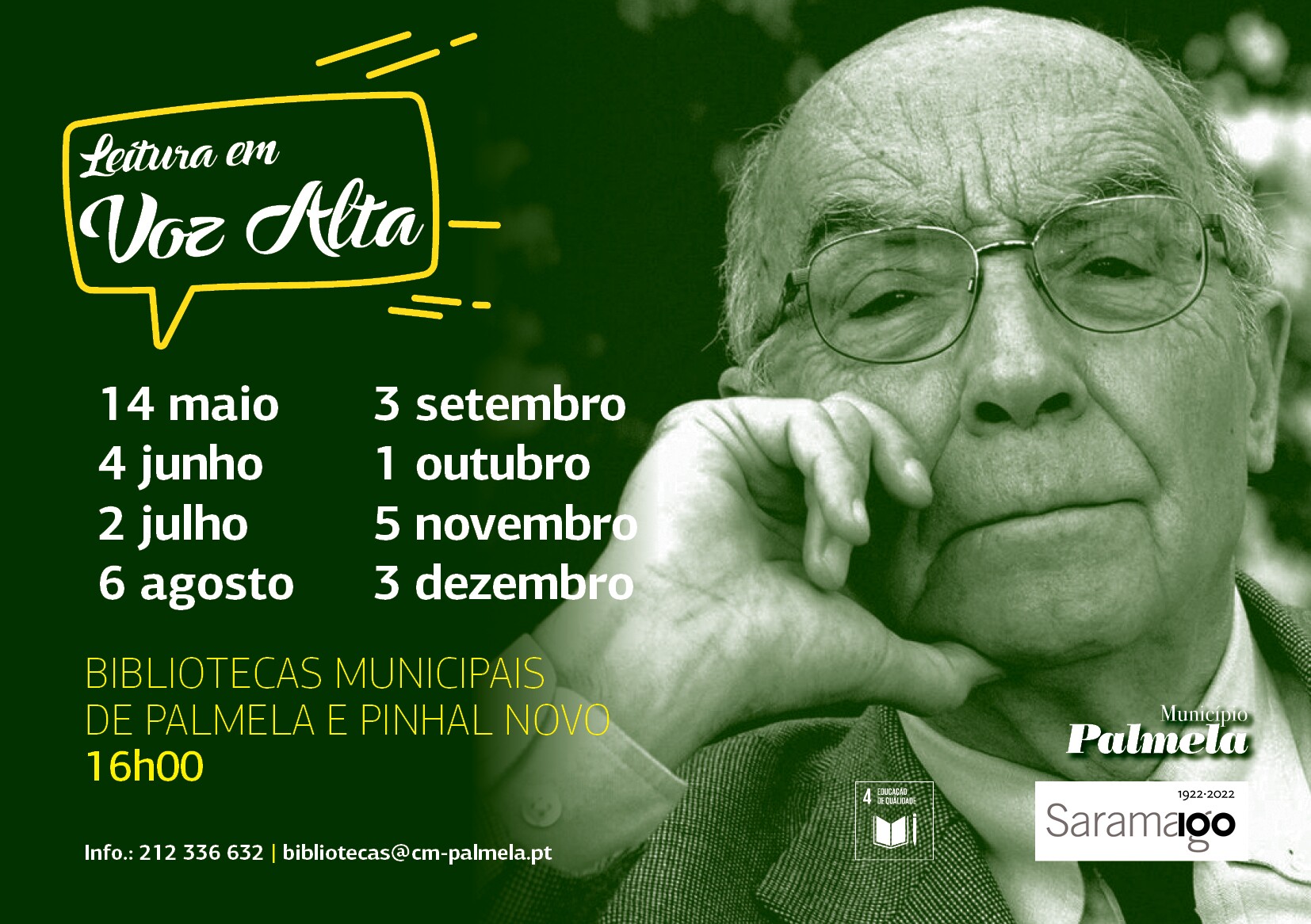 "LEITURA EM VOZ ALTA": Centenário do nascimento de José Saramago nas Bibliotecas Municipais