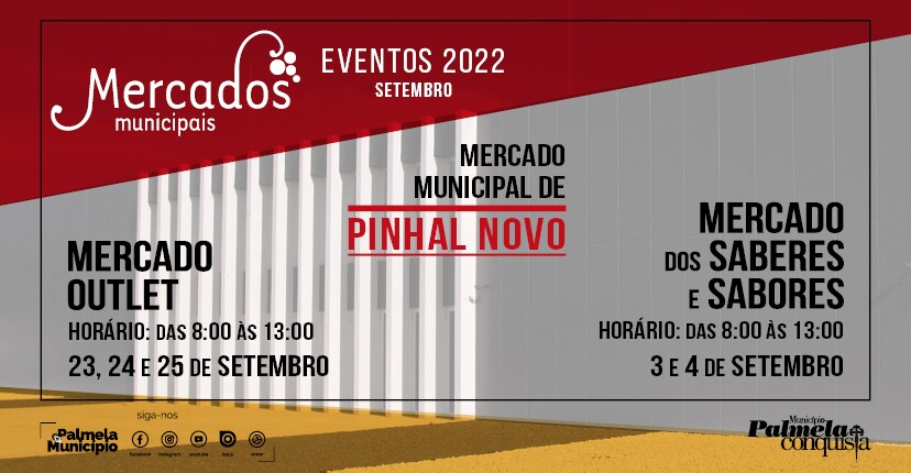 Pinhal Novo Mercados “Saberes e Sabores” e “Outlet” em setembro