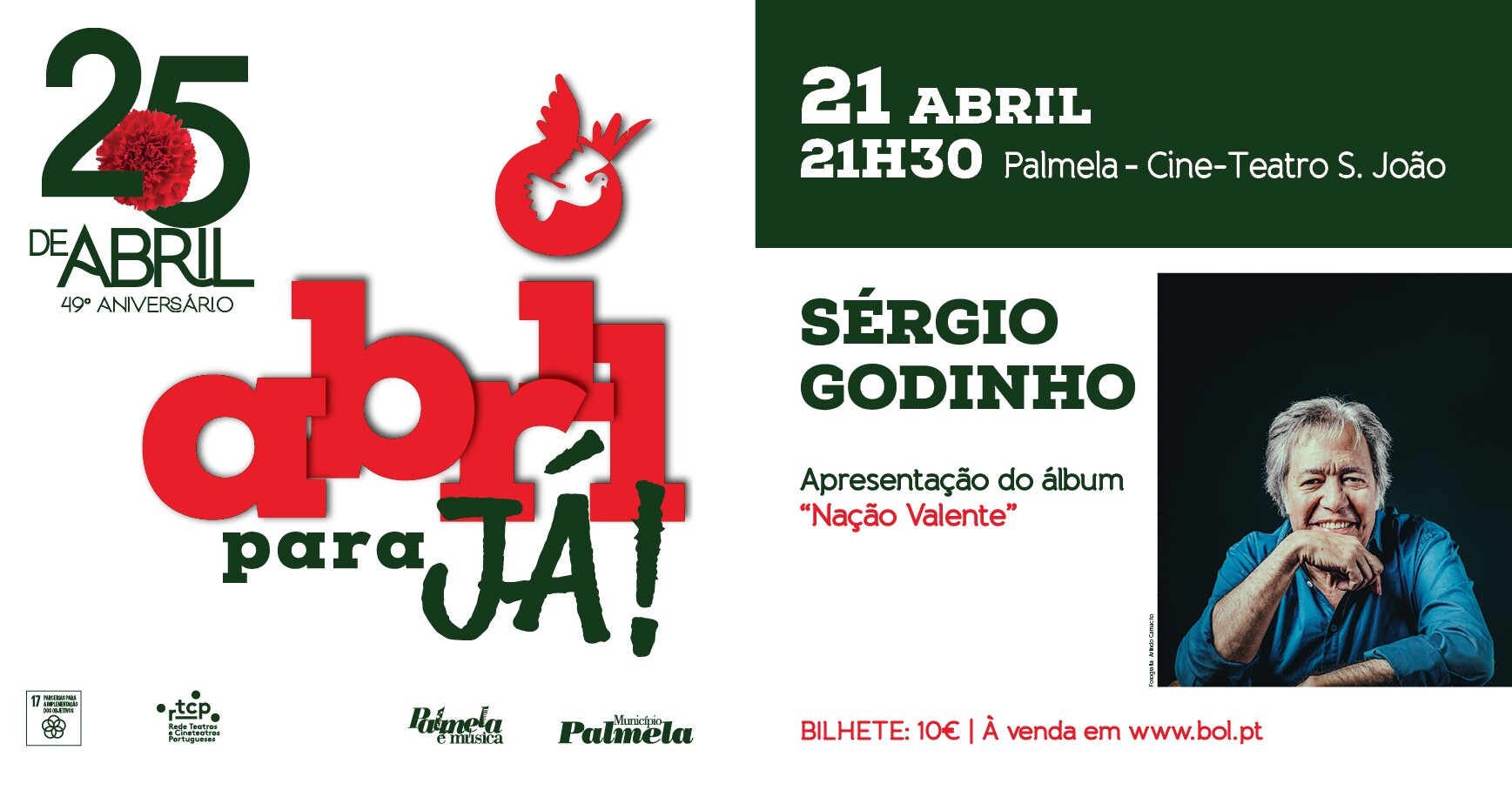 25 de Abril com Sérgio Godinho em Palmela – bilhetes à venda!