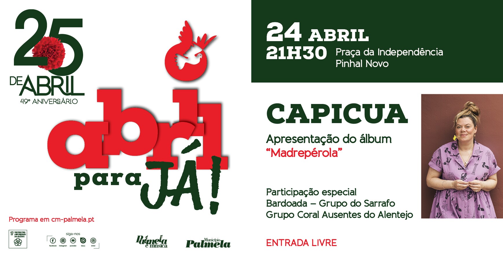 25 de Abril: Capicua vai ao Pinhal Novo com “Madrepérola”
