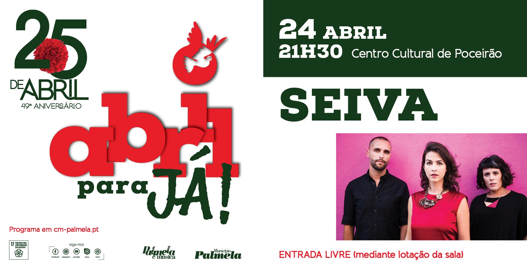 Abril para já! Banda Seiva em Poceirão a 24 de abril
