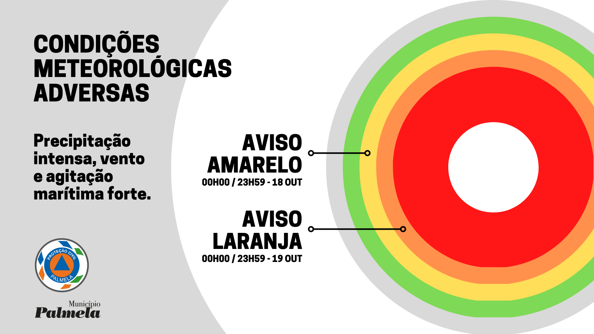 Condições meteorológicas adversas - 18 e 19 outubro  