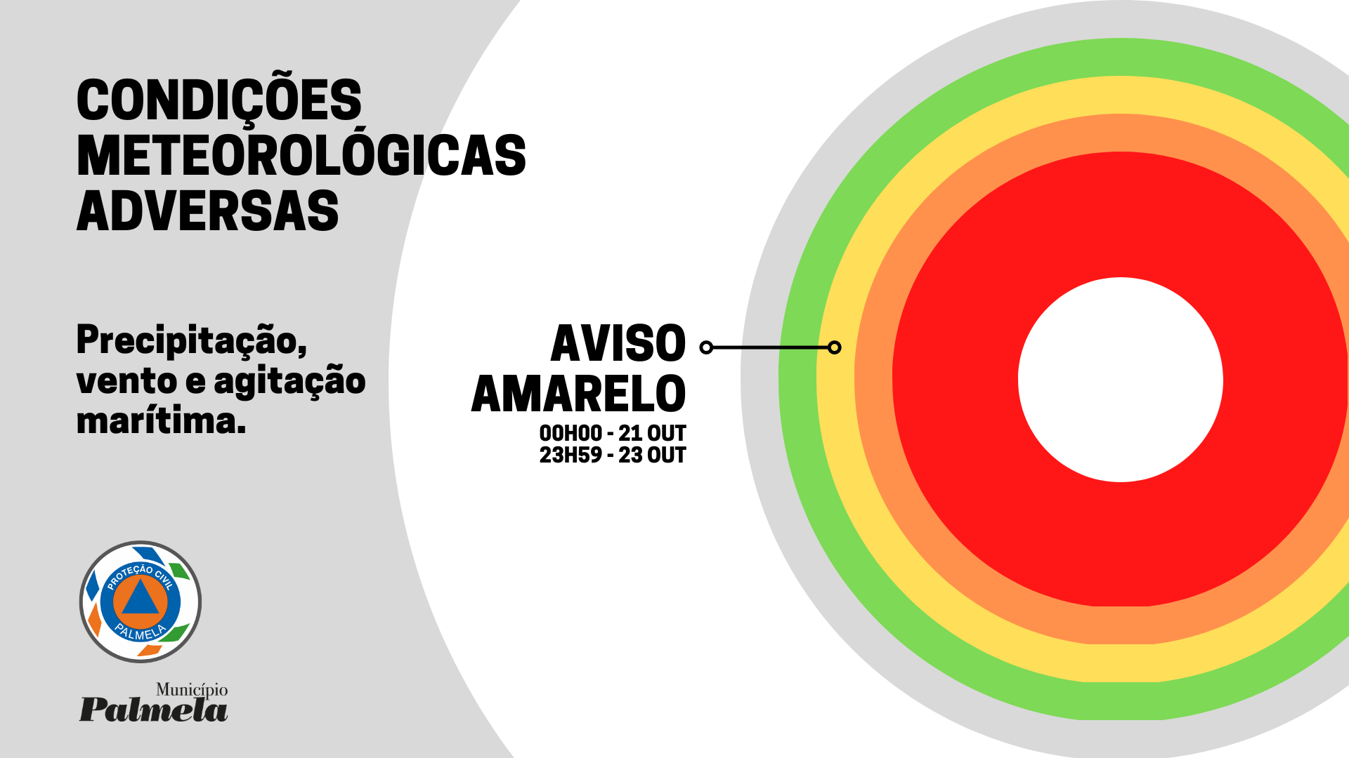 Aviso Amarelo – Condições meteorológicas adversas até 23 de outubro