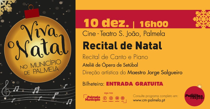 Recital de canto e piano alusivo ao Natal em Palmela – 10 dez.