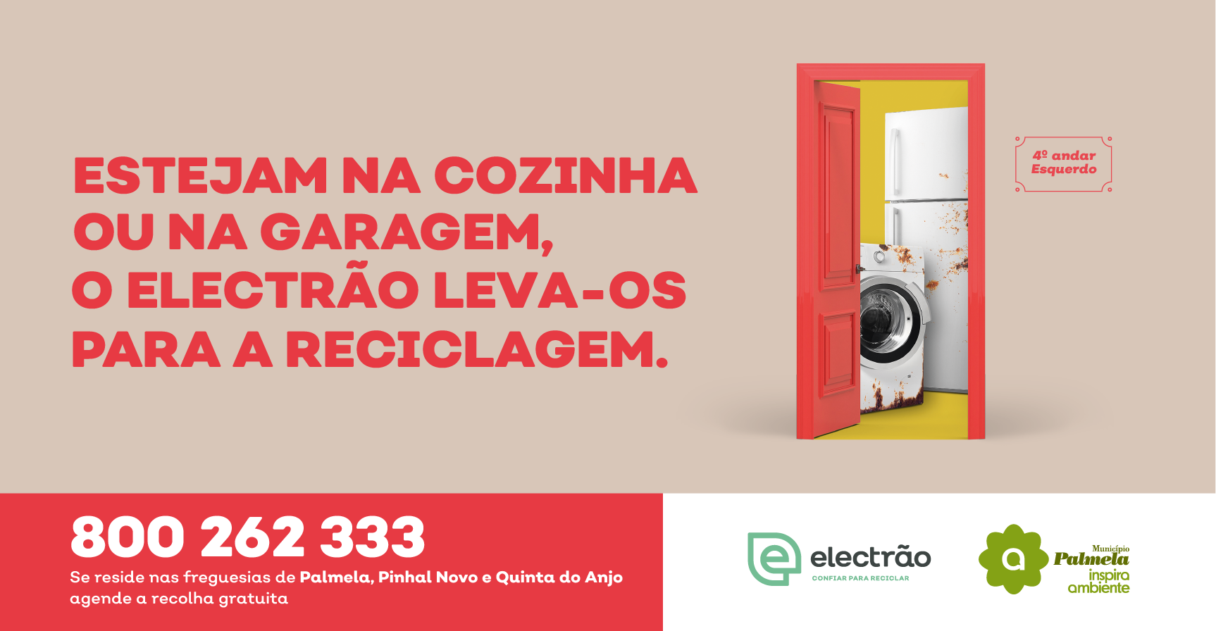 Abril/junho: + de 1.400 eletrodomésticos recolhidos porta a porta - agende a sua recolha 800 262 333