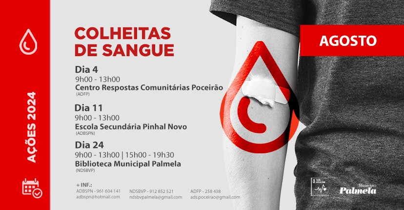 Colheitas de sangue: participe nas de agosto!
