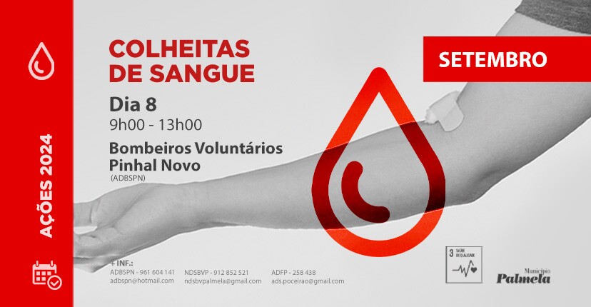 Próxima colheita de sangue a 8 setembro - seja solidário e participe!