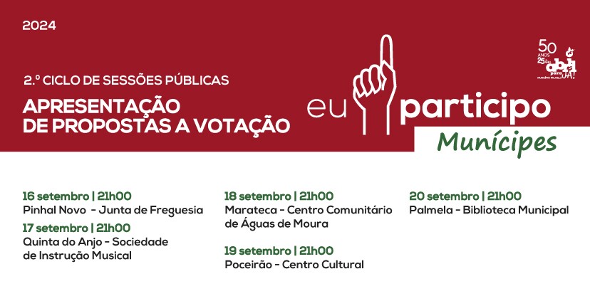 “Eu Participo Munícipes” 2024: 2.º ciclo de sessões públicas de 16 a 20 setembro