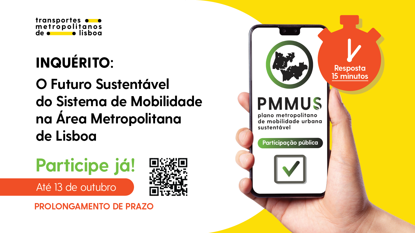 Inquérito Futuro Sustentável Sistema Mobilidade Área Metropolitana Lisboa - preencha até 13 out.