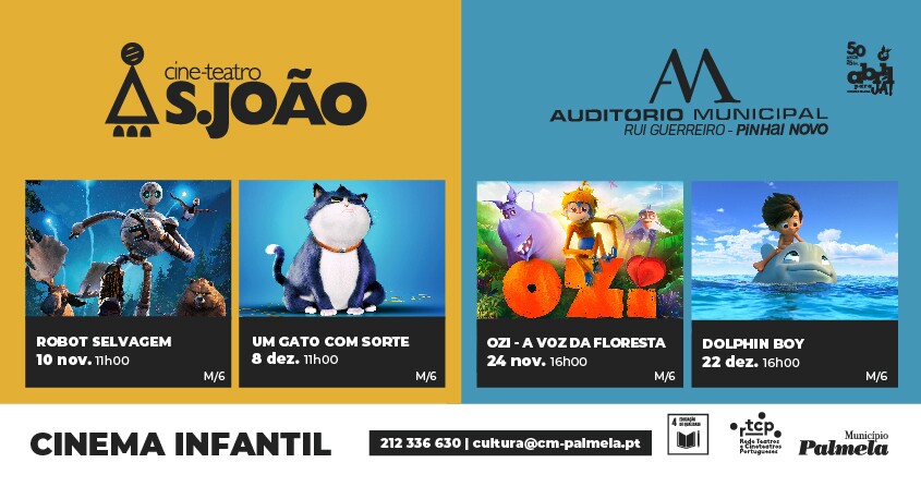 Novembro/dezembro: sessões imperdíveis de Cinema Infantil em Palmela e Pinhal Novo!