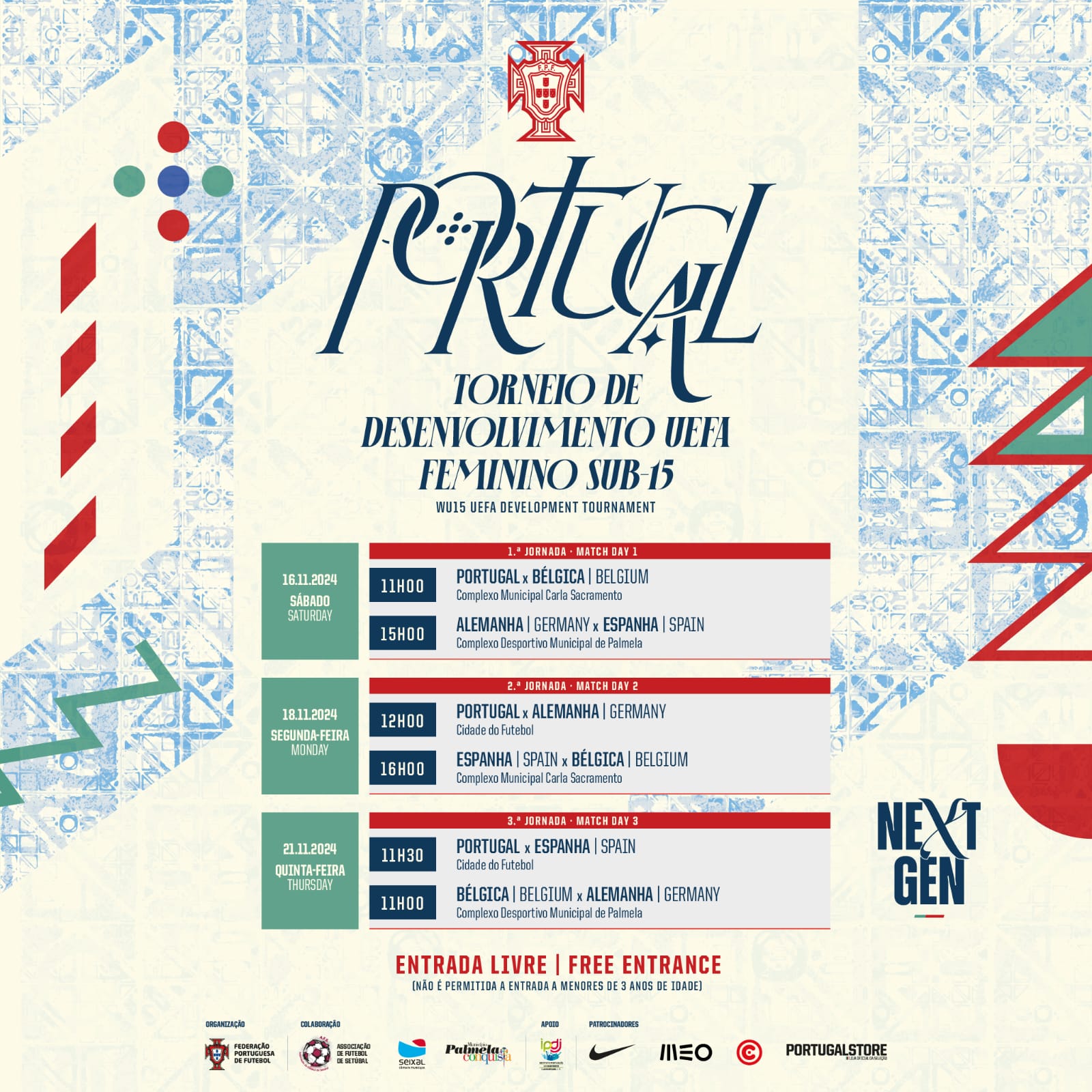 Torneio de Desenvolvimento UEFA Fem./Sub-15 com jogos em Palmela