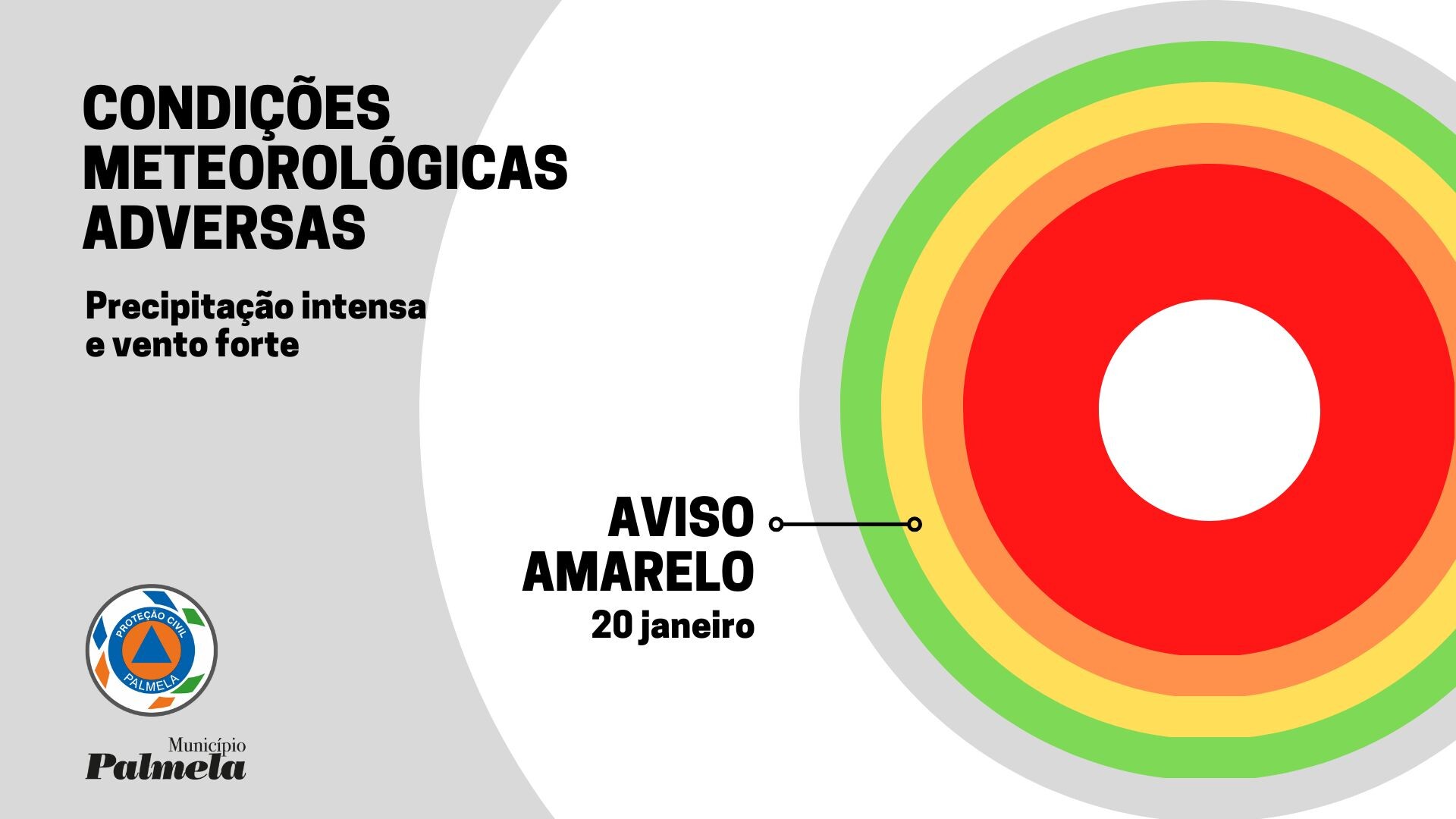 Alerta Amarelo – condições meteorológicas adversas: 20 de janeiro