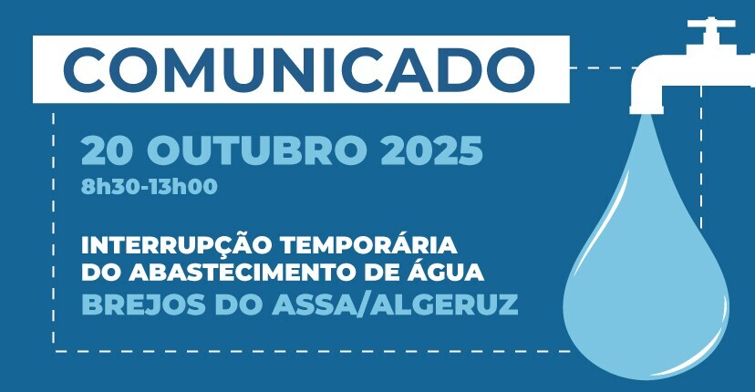 Brejos do Assa/Algeruz: Interrupção temporária abastecimento de água – 20 out.
