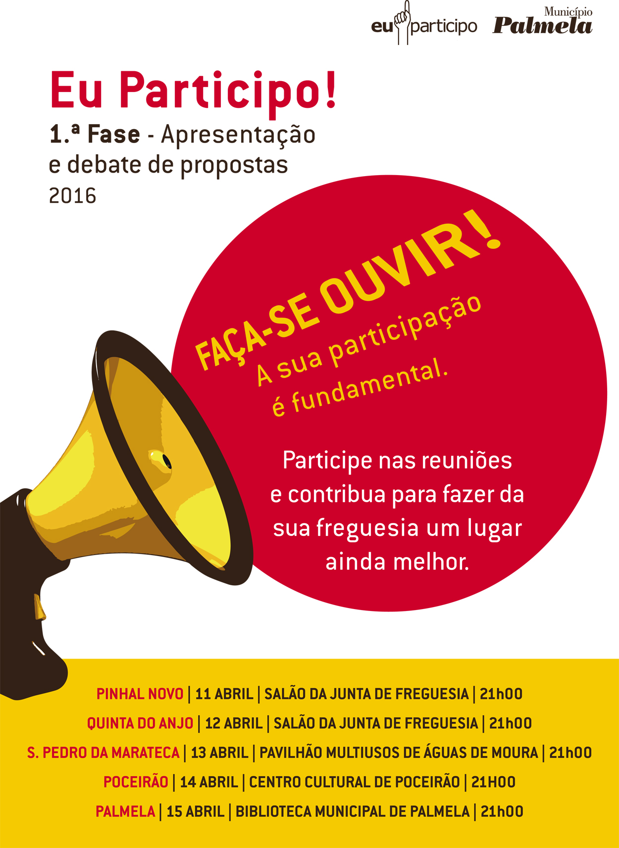 Reuniões "Eu Participo!" 2016 começam esta semana