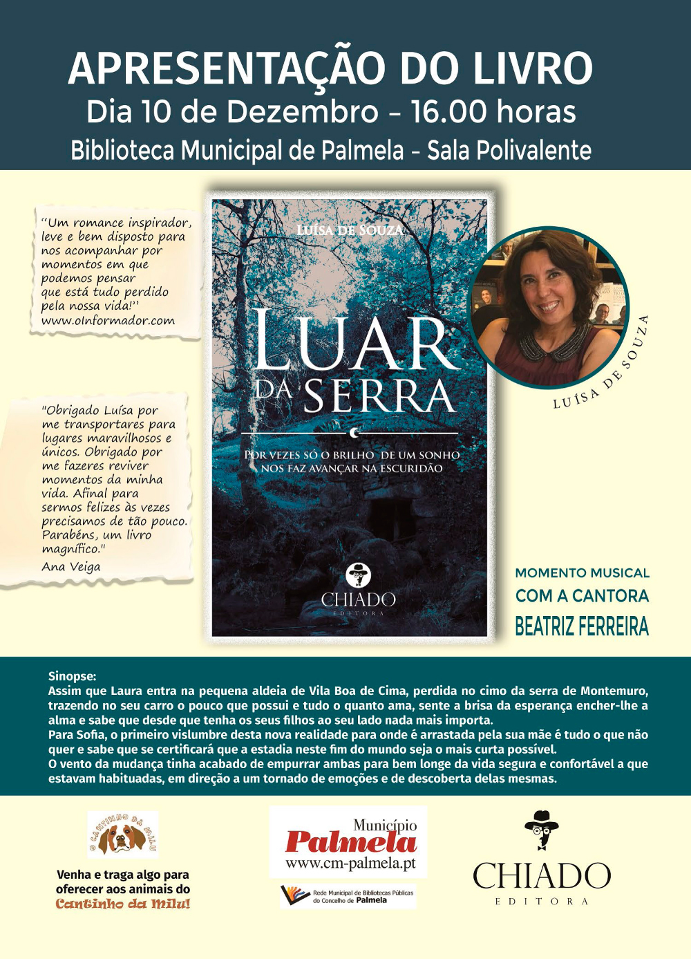 Luísa de Souza apresenta livro “Luar da Serra” na Biblioteca Municipal de Palmela