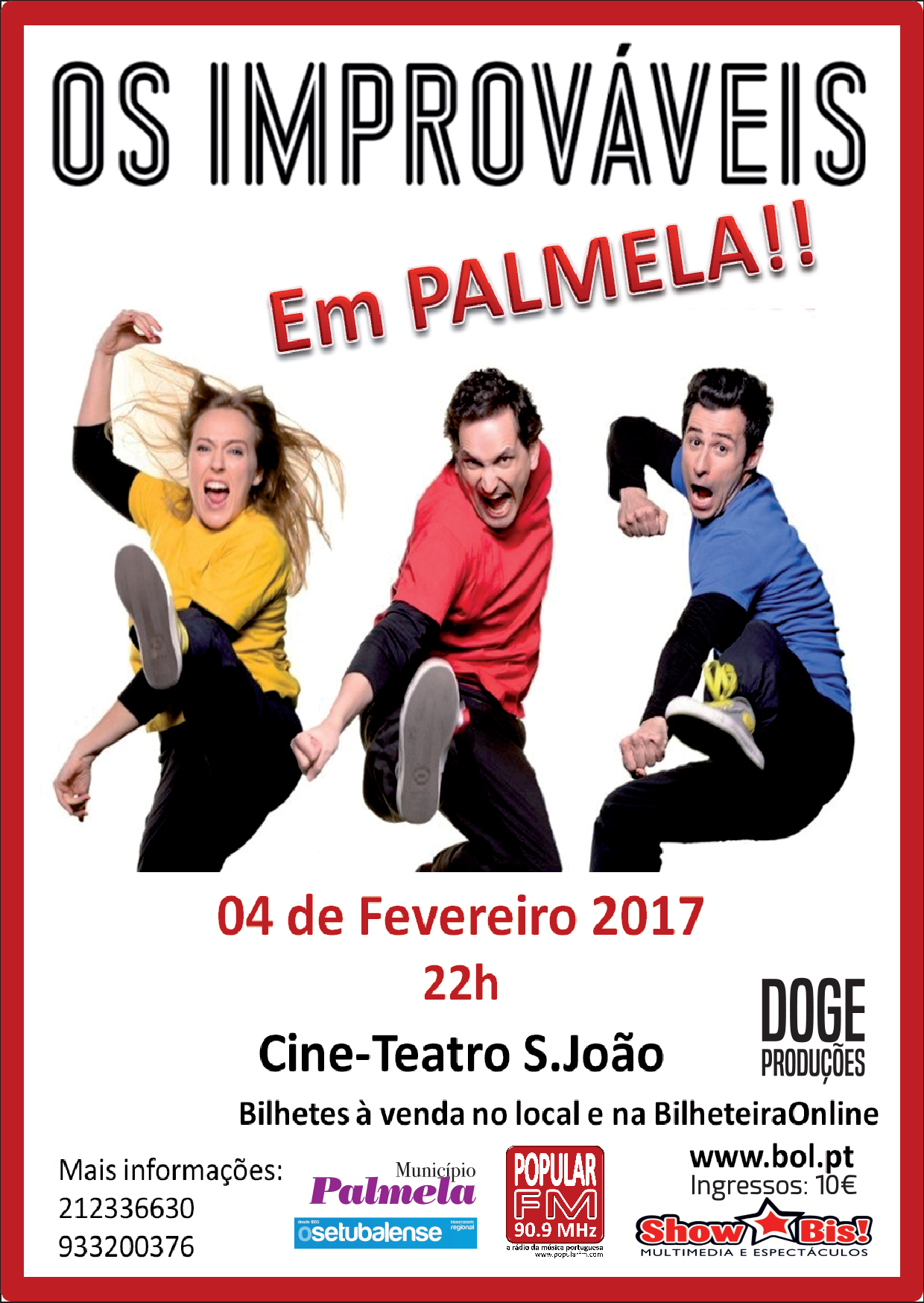 "Os Improváveis" no Cine-teatro S. João, Palmela, a 4 de fevereiro