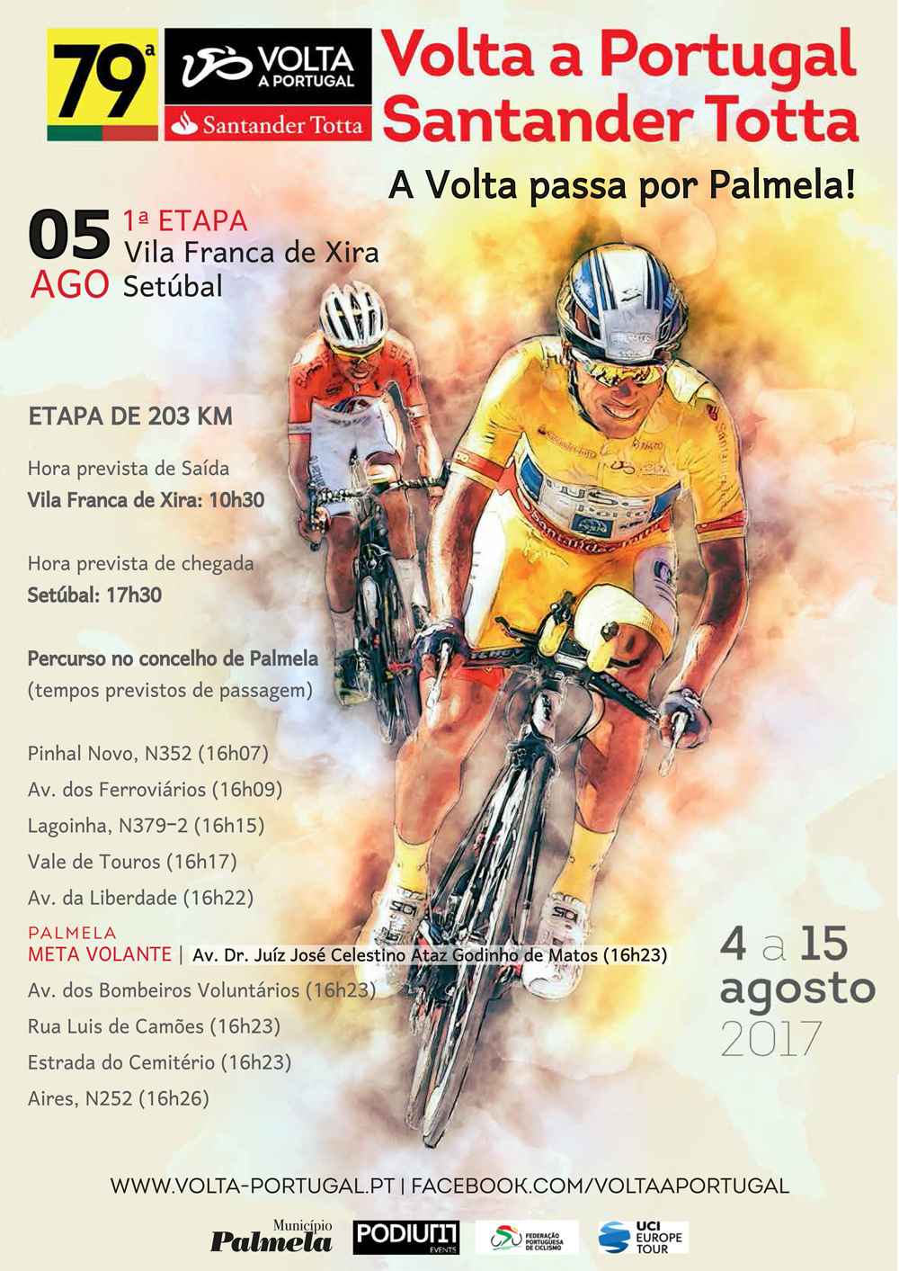 79.ª Volta a Portugal em Bicicleta com meta volante em Palmela a 5 de agosto