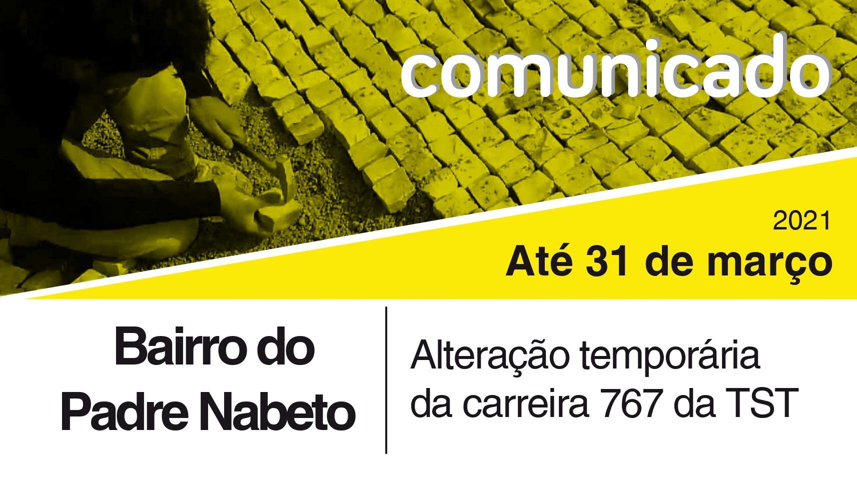 Padre Nabeto: alteração da carreira 767 da TST até 31 de março