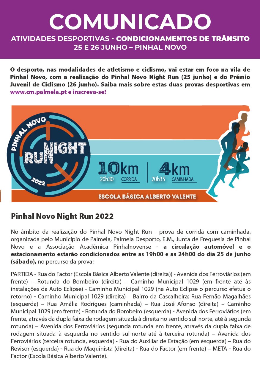 Comunicado Pinhal Novo Night Run