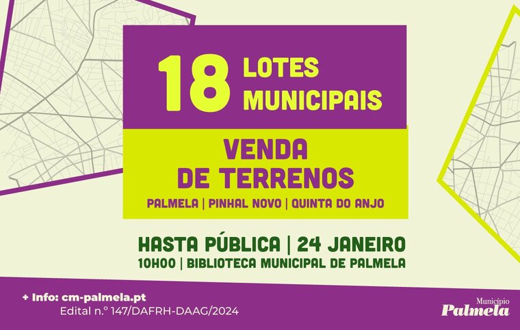 Informa&ccedil;&atilde;o sobre a hasta p&uacute;blica para venda de lotes municipais - 24 janeiro